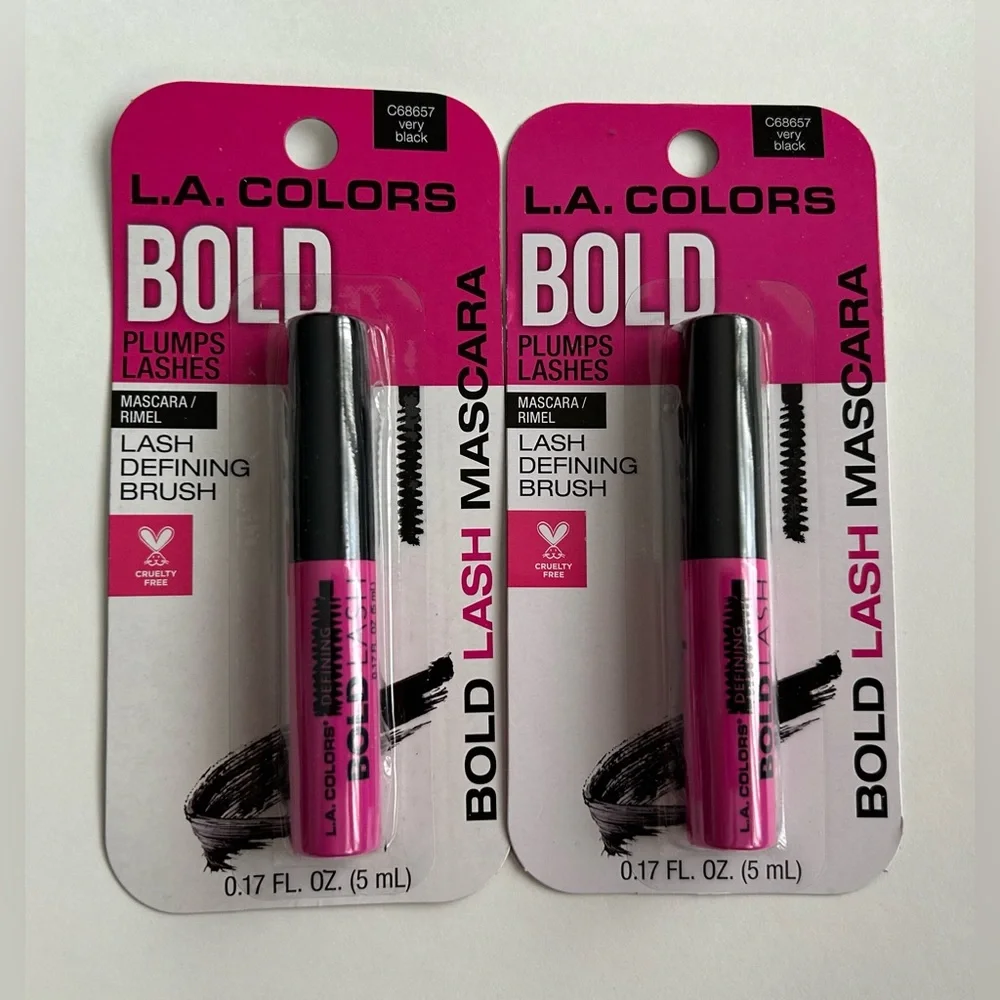 New Two L.A. Colors Mascara Very Black Plumps Lashes 0.17 oz (5 mL) Bold Lash